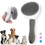 Slicker brush pins retracting to release collected pet fur