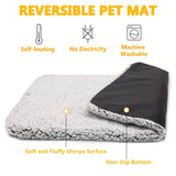 Grey self-heating cat bed mat with a cat and dog resting on it