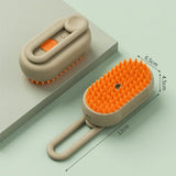 Steam grooming brush being used on a short-haired dog