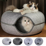 Peekaboo breather hole in the side of the donut cat tunnel bed