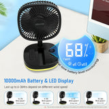 Portable Oscillating Standing Fan,9 Inch Foldable Pedestal Fan,10000Mah Rechargeable Battery USB Powered Floor Fan,4 Speeds,Height Adjustable,Quiet,With Remote Control,Led,Storage Bags,Camping Bedroom
