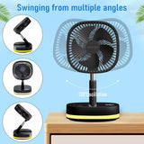 Portable Oscillating Standing Fan,9 Inch Foldable Pedestal Fan,10000Mah Rechargeable Battery USB Powered Floor Fan,4 Speeds,Height Adjustable,Quiet,With Remote Control,Led,Storage Bags,Camping Bedroom