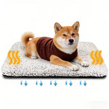 Non-slip backing of the ChillPaw self-heating pet mat on a wooden floor