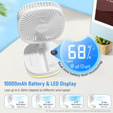Portable Oscillating Standing Fan,9 Inch Foldable Pedestal Fan,10000Mah Rechargeable Battery USB Powered Floor Fan,Height Adjustable,4 Speeds,Quiet,With Remote Control,Led,Storage Bags,Camping Bedroom