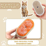 Steam grooming brush being used on a long-haired cat